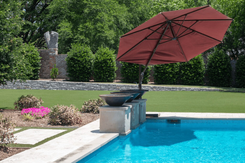 artificial grass around pool